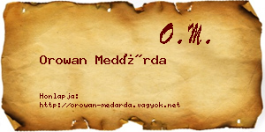Orowan Medárda névjegykártya